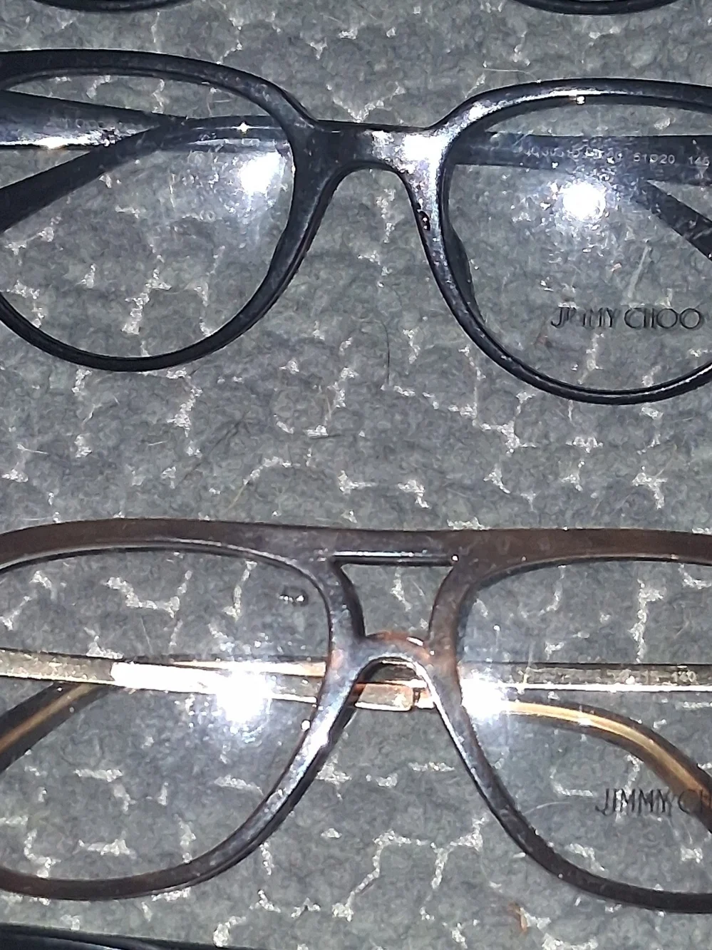 Jimmy Choo Metallic Gray Aviator and Round Eyeglass Frames
